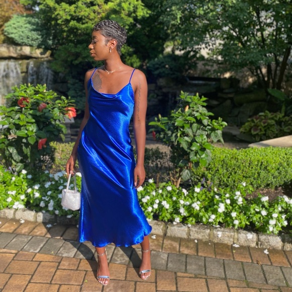 Blue Satin dress - Picture 1 of 3